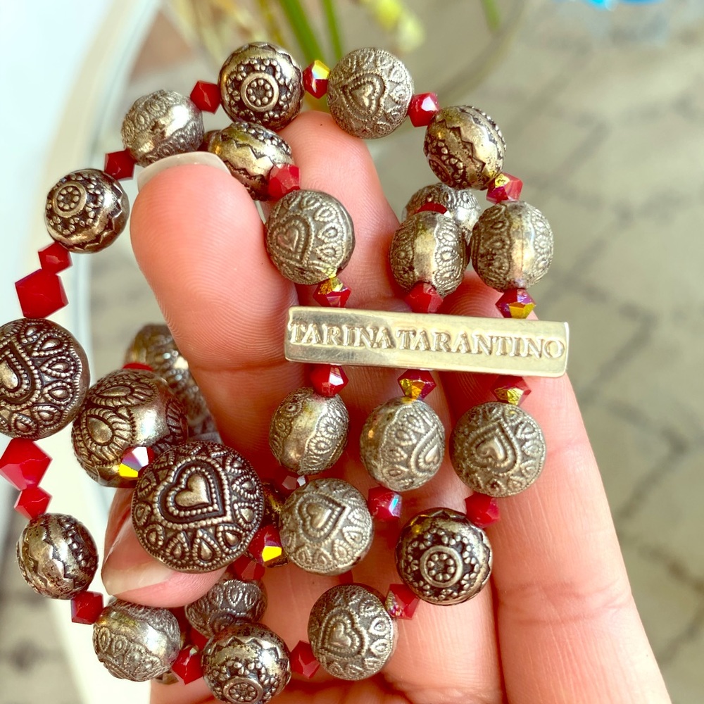 Tarina Tarantino Red Heart Triple Strand Bracelet